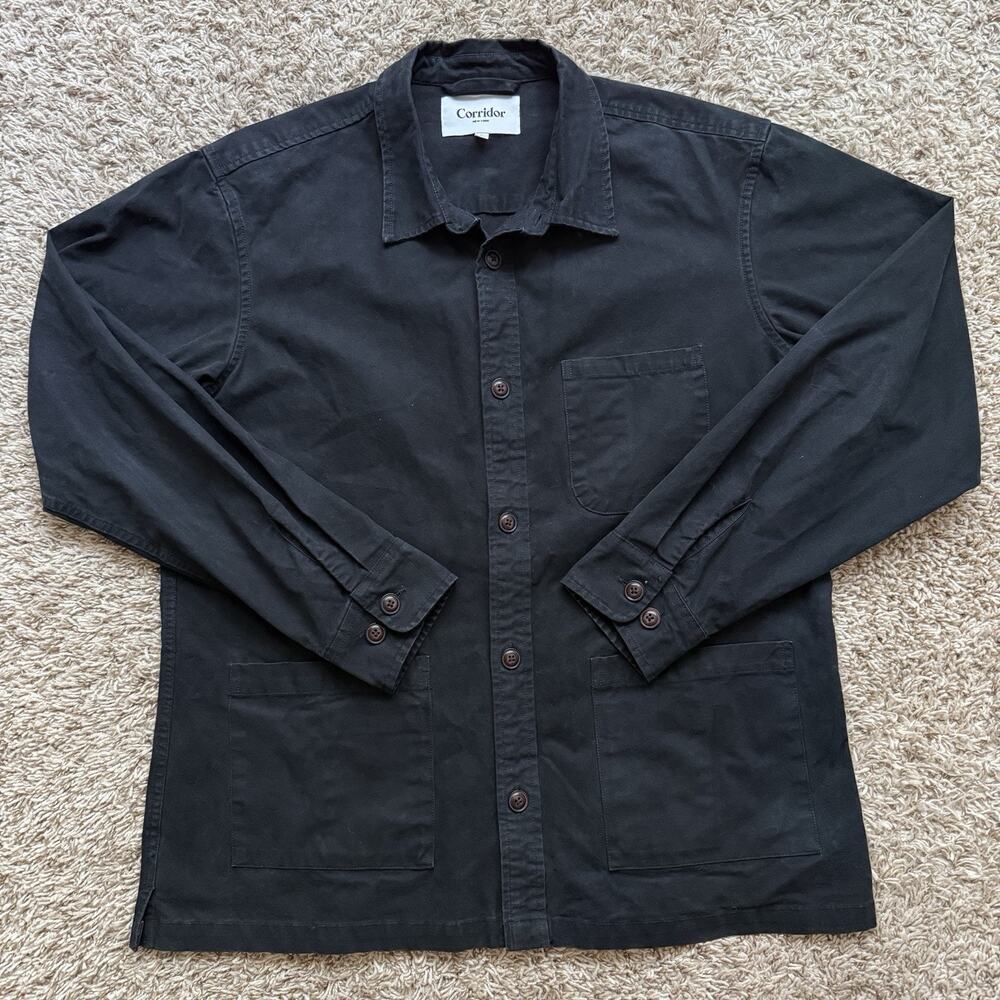 Corridor NYC Lightweight Black Chore Coat Jacket Cotton Men’s Size Large